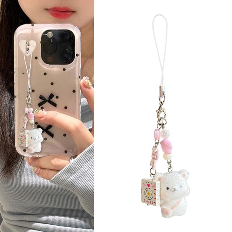 Soft Plush Bear Keychain Cute Bag Charm Car Keyring Sturdy Flocking Material Perfect Gift For Kids And Adults