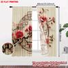 Set Of 2 Red Floral Chinese Lattice Curtains Oriental Pattern Blossoms Branches Asian Style Bedroom Classic Made Polyester Sleeping Area Window