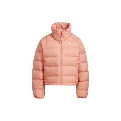 Solid Color Logo Zip-Up Casual Down Jacket Women Outerwear Red Pink GT9232