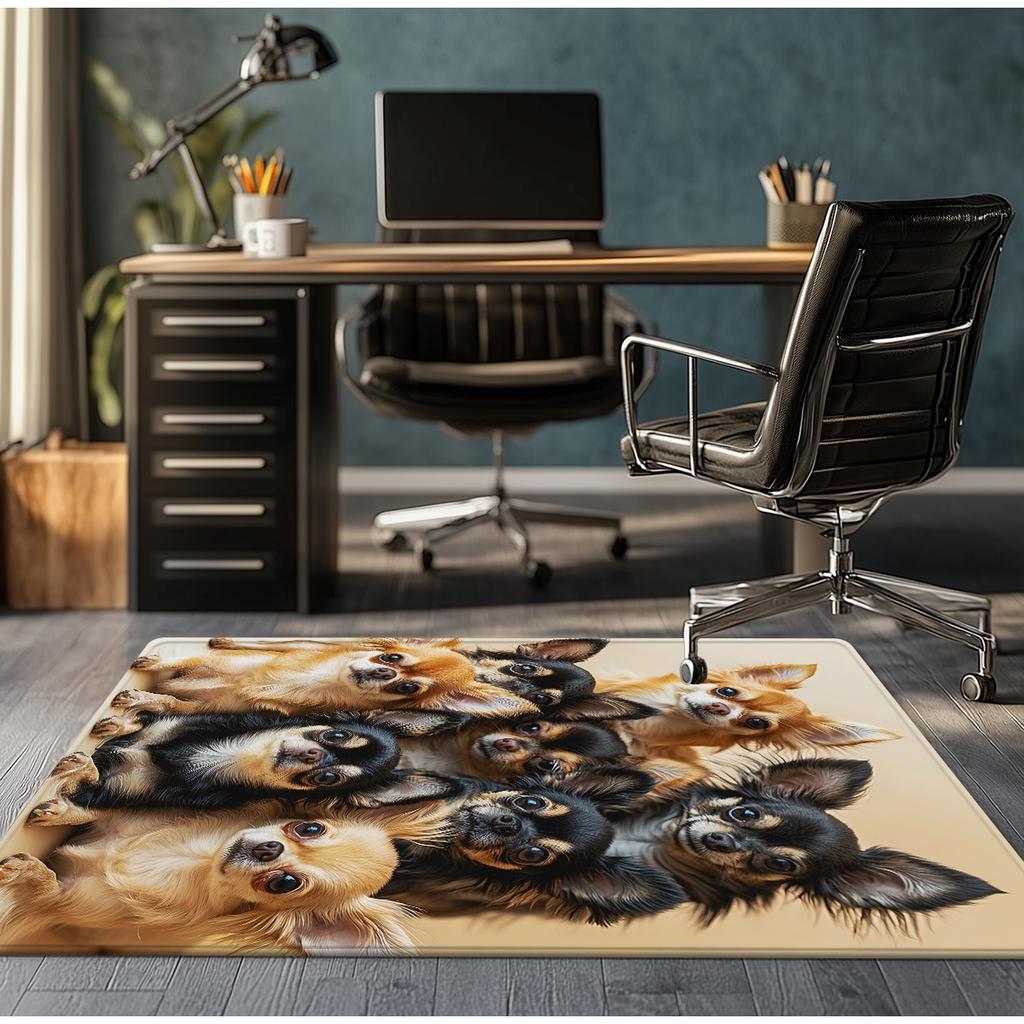 Cute Chihuahua Dog Print Crystal Velvet Rug For Gamer Room Pet Lover Home Decor Soft Anti Slip Floor Mat Animal Themed Carpet