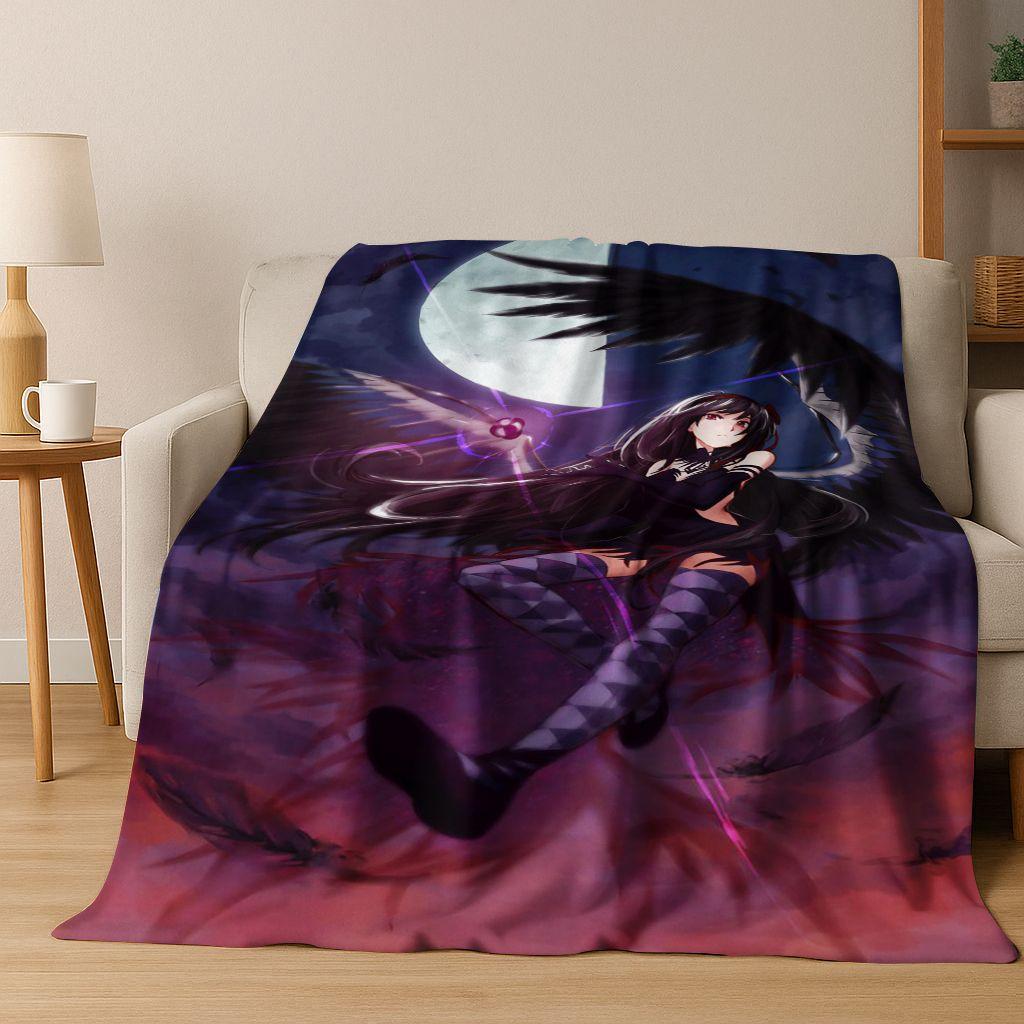 Cartoon Puella Magi Madoka Magica Girl Anime Art Flannel Blanket,Cozy Soft Throw Blanket for Home Bedroom Bed Sofa Cover Kids