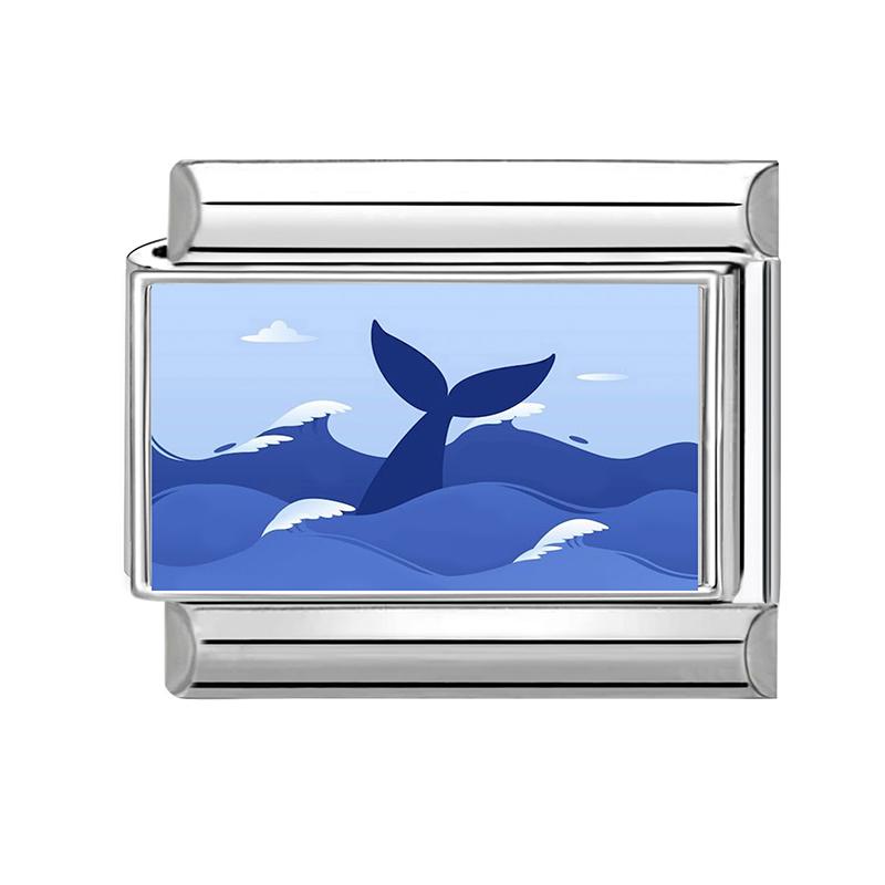 New Blue Sea Fishtail Dolphin Turtle Blueberry Music Tape Italian Charm Link Fit 9mm Stainless Steel Bracelet DIY Making Gift