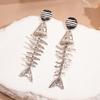 Gothic Fish Bone Earrings Exaggerate Geometric Drop Earrings Personality Earrings  Hollowen