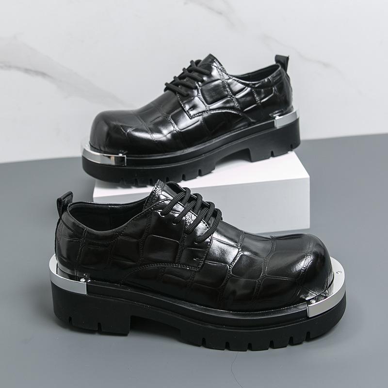 

Men s shoes leather shoes British tooling Martin boots Korean version big head platform casual trendy shoes formal business leather shoes 46