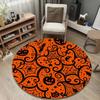 Round Area Carpet Halloween Spider Web Swirl Pumpkin Bat Damask Orange Movie Room Decor
