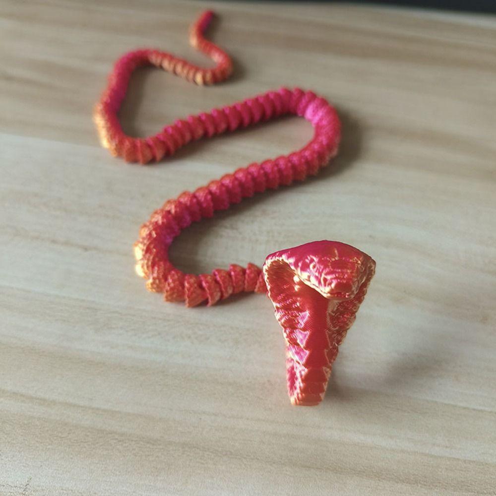 Realistic Cobra Ornament 30/45/60cm Animal Simulation Model 3D Printed Snake Desktop Ornament