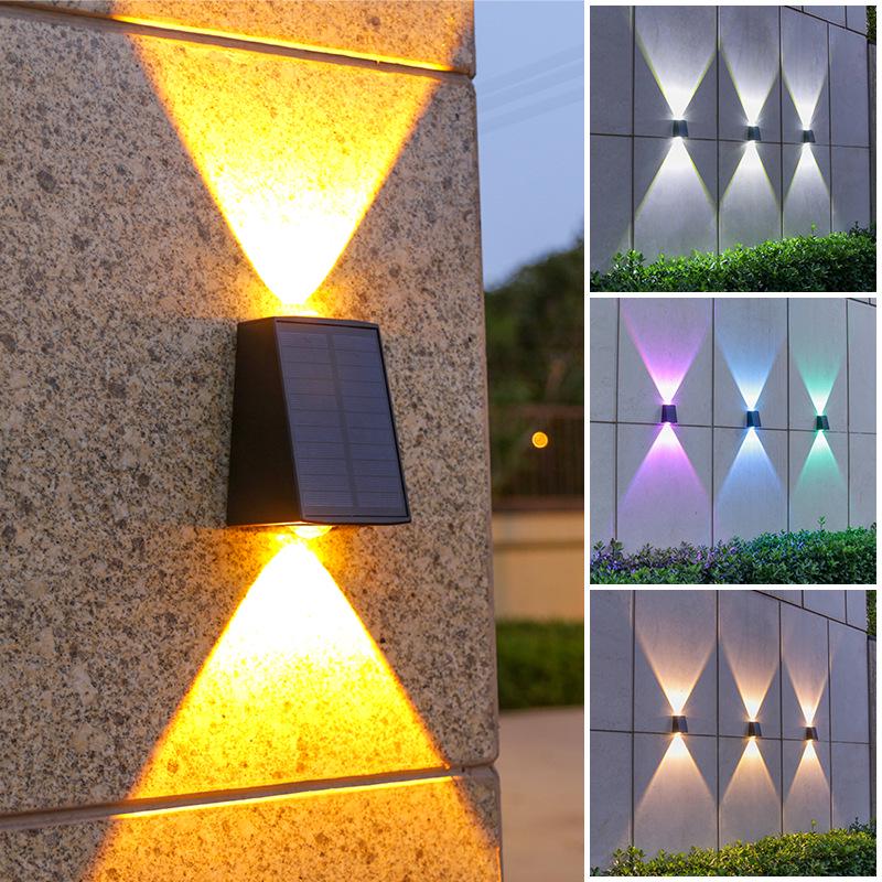 Solar Waterproof Wall Washer Light: Outdoor Courtyard Villa Decoration, Up/Down Lighting for Garden Atmosphere.