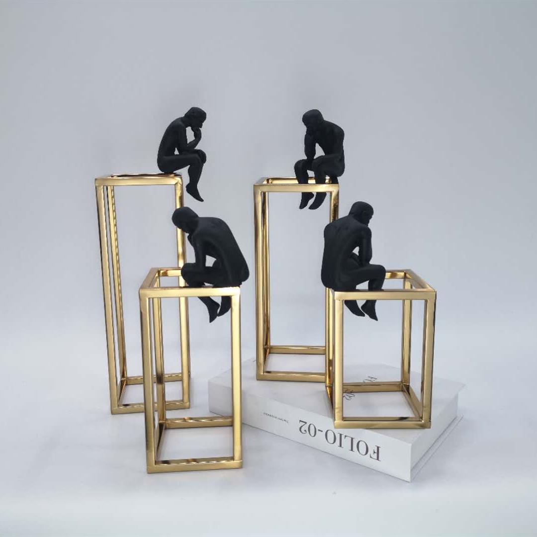 

Modern Minimalist The Thinker Figurine for Living Room and Study Decor Little Black Man