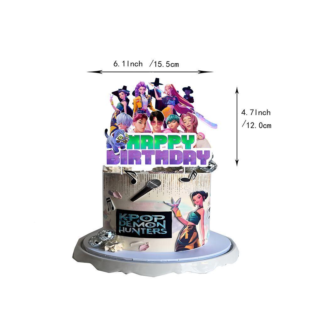 Demon Hunter Girls Anime-Themed Birthday Party Set: Banners, Balloons, Cake Topper, Glasses, and Decorations