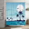 Tropical Island Sunset Palm Tree Blue Shower Curtain Ideal for Beach Themed Bathrooms (Sized 69x70)