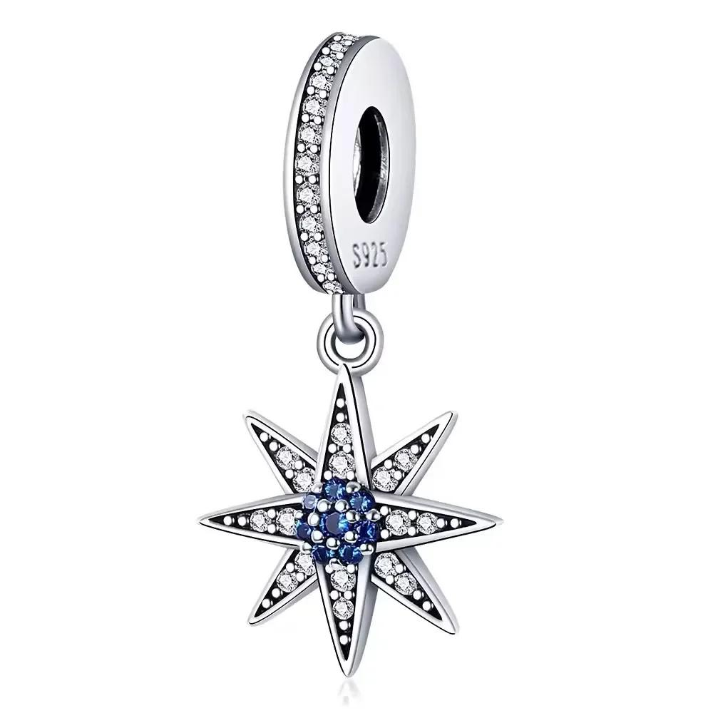 Charms Plata Real Copper Colors Star Lucky Blue Devil Eyes Pendant Charm Fits Original Bracelet Handmade DIY Fine Jewelry Gift For Women