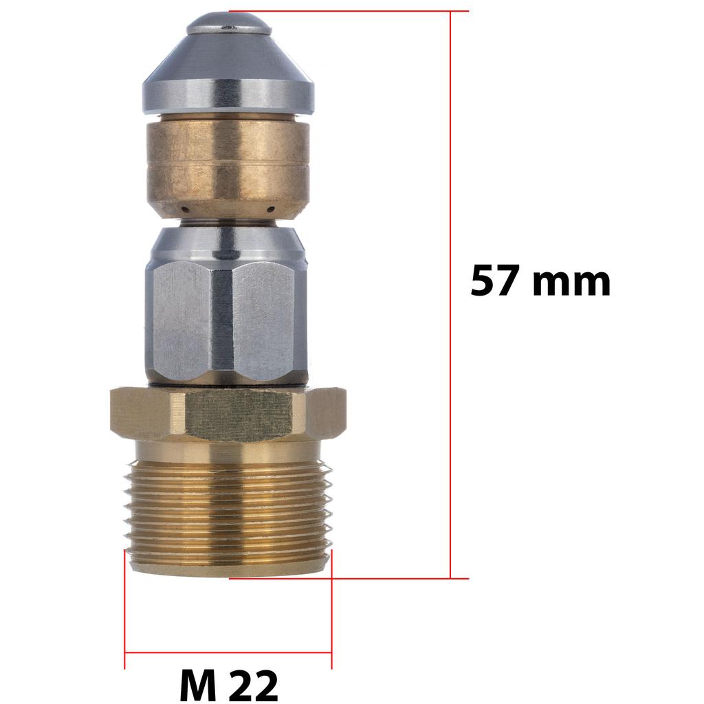 M22 350 bar rotating pipe cleaning nozzle stainless steel, brass