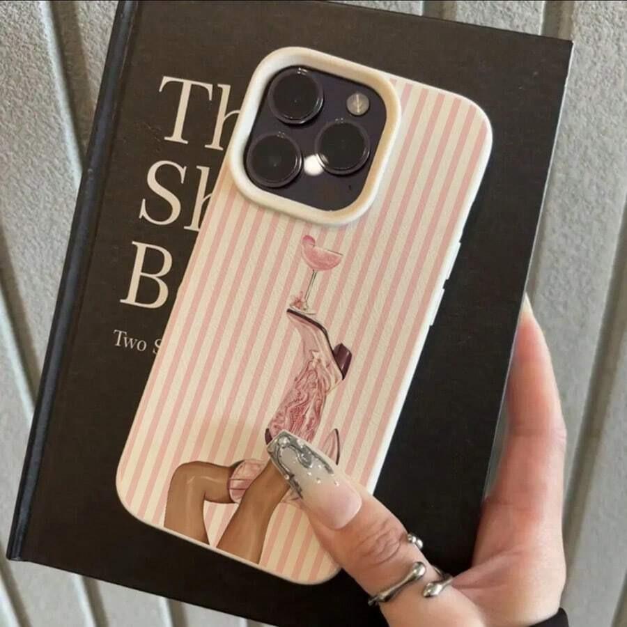 Fashion Pink Stripe Cowboy Boots Case For iPhone 17Air 16 15 14pro 13 12 11 Pro Max Plus Luxury Y2K Aesthetic Soft TPU Cover