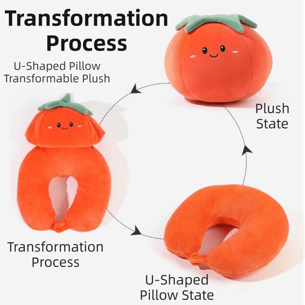 2 In 1 U-shaped Pillow Cartoon Soft Cute Fruit Neck Pillow Breathable Ergonomic Fruits Deformation Pillow Outdoor Activities