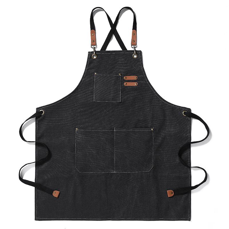 Canvas Denim Apron - Ideal for Barbers, Baking, Coffee, Gardening, and Restaurants.