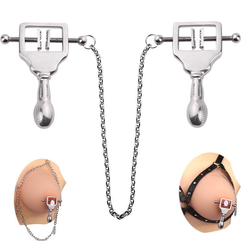 QKKQ Weighted Nipple Clamps,nipple Clamp with Metal Chain Adjustable Nipple Clips Non-piercing Breast Clip Sex Toys for Couples