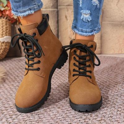 Damen Herbst Britischer Stil Matte Dicksohlige Martin Boots - Übergröße, Studentenfreundlich, Vielseitig, Trendig