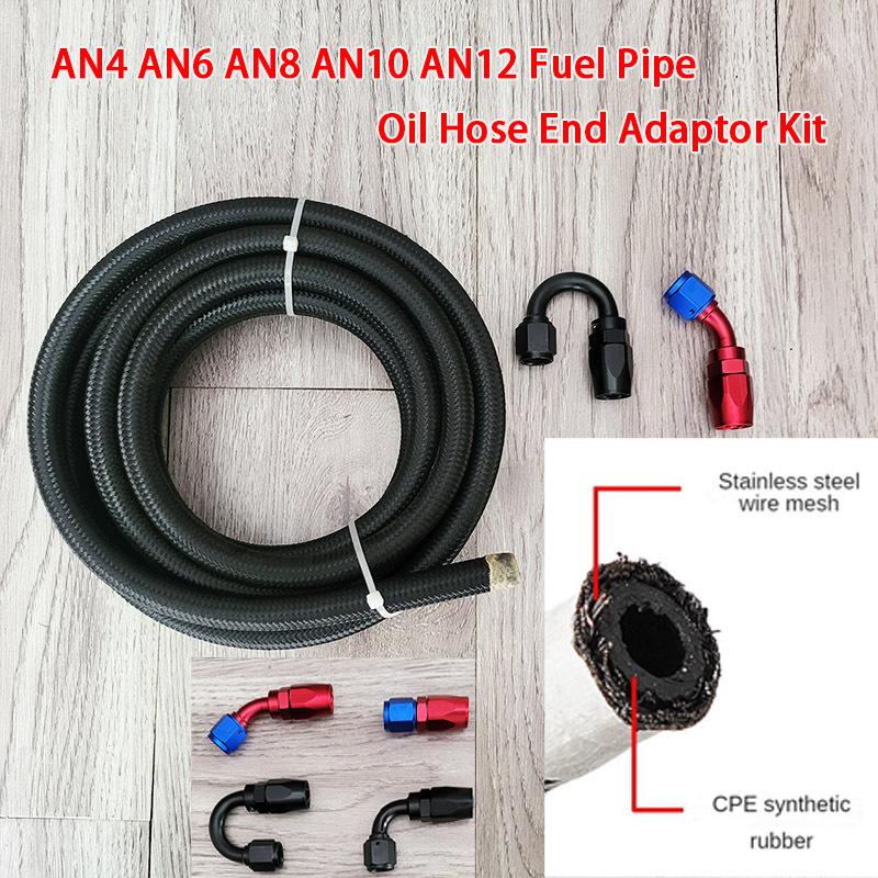 CEP Rubber Hose Nylon Braided Fuel Hose Rotary Joint Connection Adapter Kit AN4 AN6 AN8 AN10 AN12 Hose End Fittings