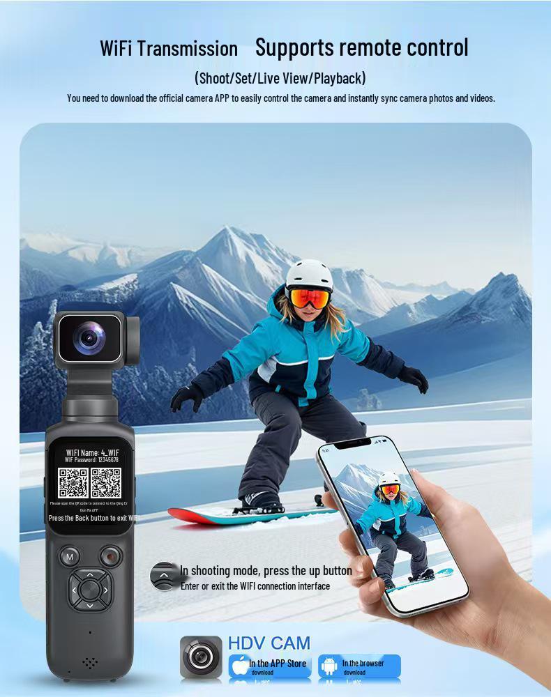 4K HD Pocket Gimbal Vlog Camera M105: Handheld Sports & Travel Camera for Outdoor Adventures