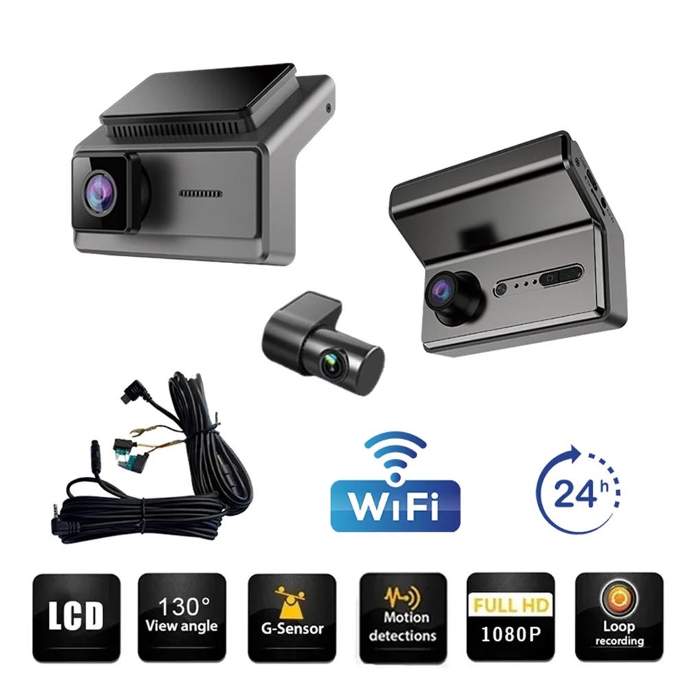 

3 камеры Автомобильный видеорегистратор Видеорегистратор 2K WIFI Монитор парковки Авто Мобильное приложение ЖК-дисплей 1440P ночное видение передняя внутренняя задняя большой угол NONE