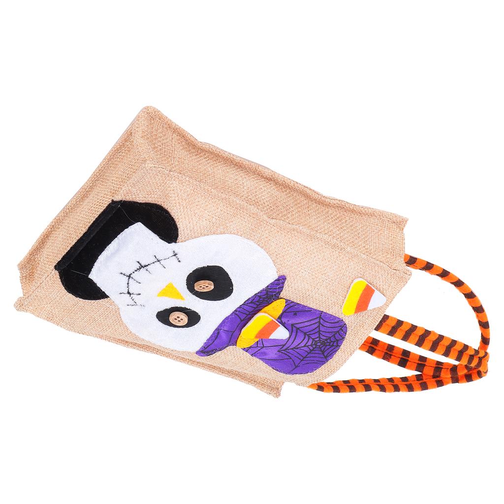 Halloween Tote Bag Gunny Cloth with Handle 4 Patterns Thanksgiving Bags for Trick Treat