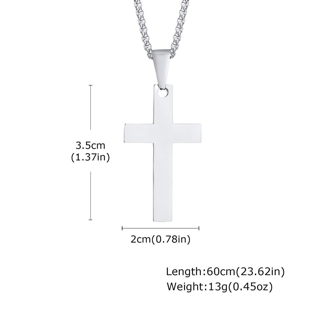 Stylish Men's Cross Necklace,Stainless Steel Silver Color Cross Pendant Necklace,Christian Religious Faith Easter Jewelry Gift