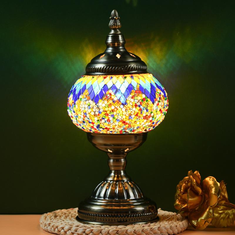 

Turkish Table Lamp, Stained Glass Mosaic Night Light, Vintage Desk Decor for Bedroom, Living Room