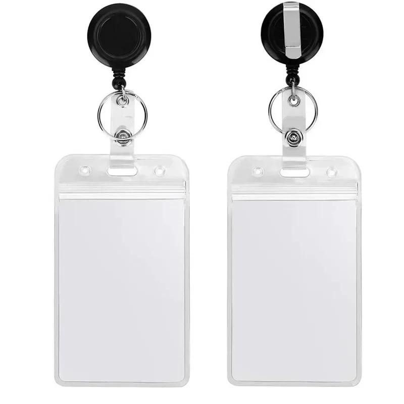 1pc Bus Card Sleeve Case Transparent Staff ID Work Card Cover with Lanyard Exhibition Name Badge Holder Neck Strap Pass Access