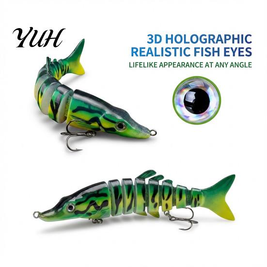 Professional Fishing Supplies 13CM/17G Multi-Jointed Lure, Realistic 8-Section Swimbait with Hooks, Lifelike Baits Bionic Hard Artificial Bait