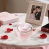Scatola Anello a Forma di Cuore con Rosa Stabilizzata Custodia per Anello Scatola Regalo Gioielli con Interno in Velluto per Matrimonio Anniversario