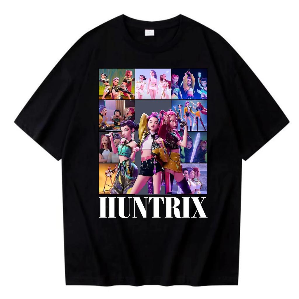 Kpop Dämonenjäger Saja Boys T-Shirt Harajuku Damen Mädchen Huntrix O-Ausschnitt Sommerhemd Geschenk für Fans