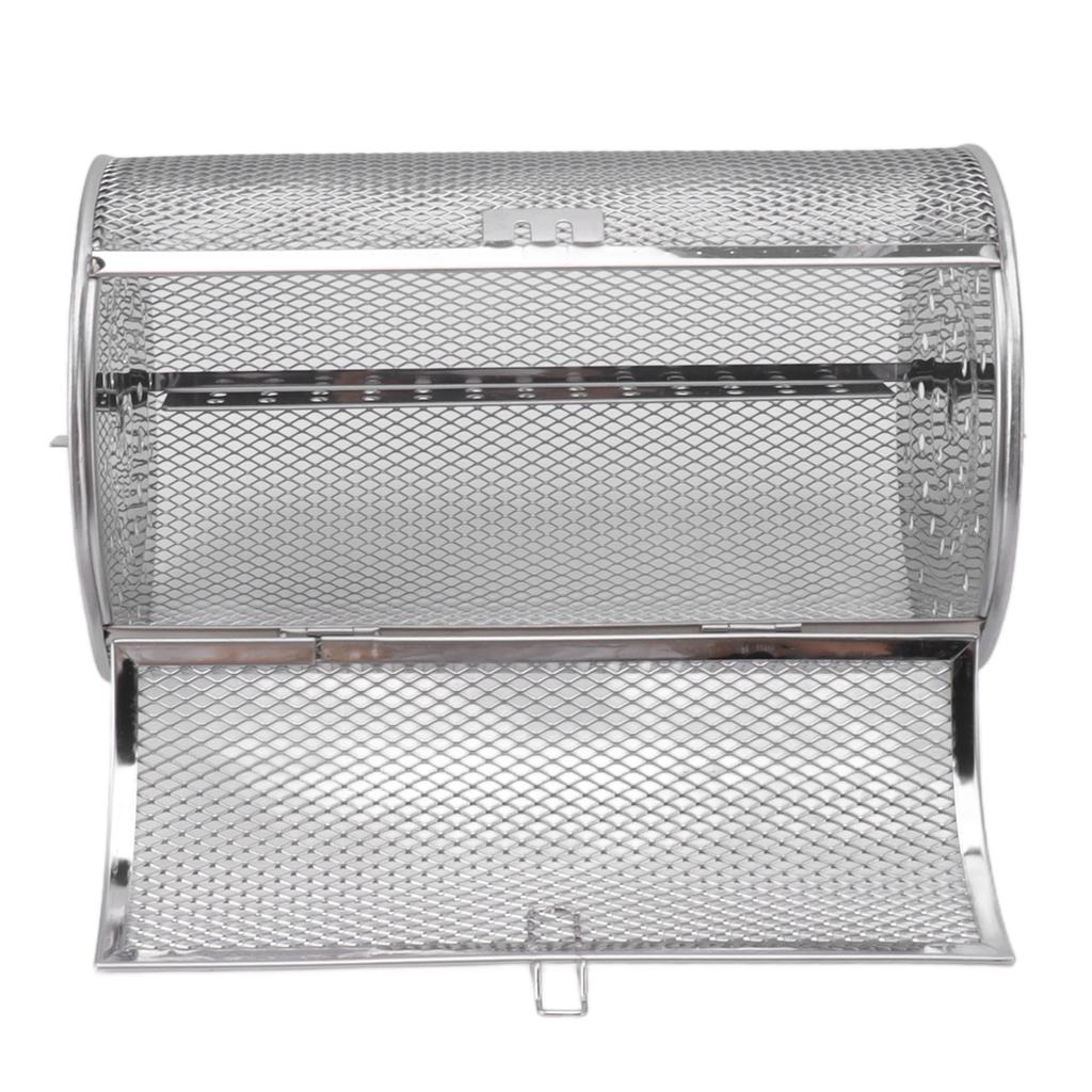 Coș de grătar rulant Oțel inoxidabil Cușcă grătar Rotund Oțel inoxidabil Grătar grătar plasă pentru Arahide