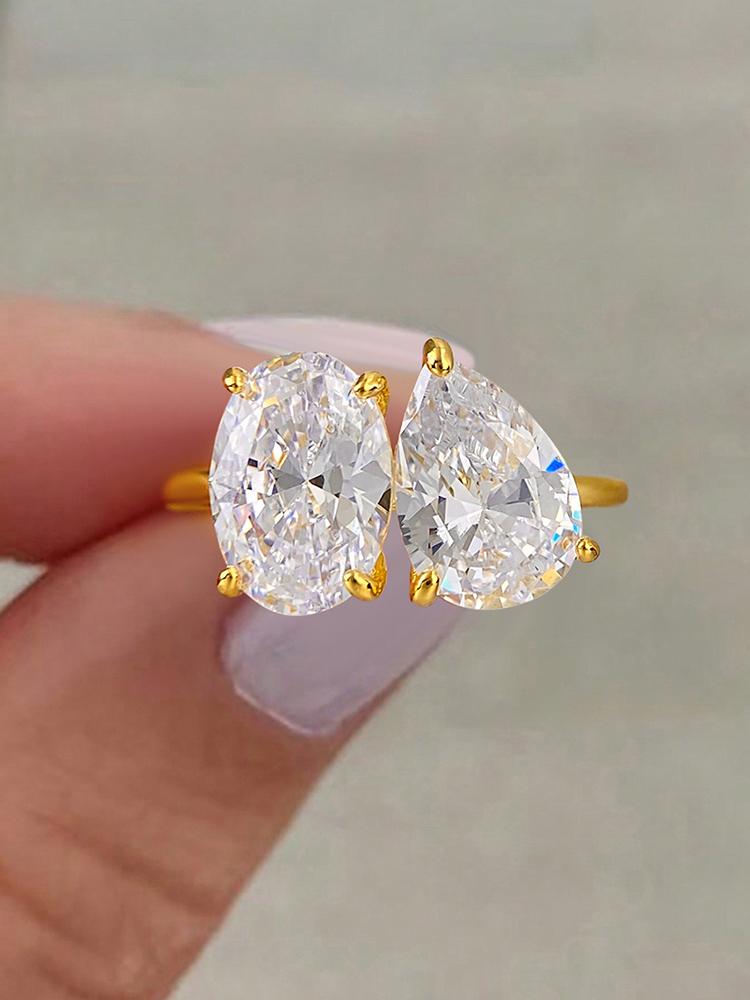 

925 Silver Simple Classic Zircon Pear Shaped Oval Ring For Women Engagement Wedding Luxury High Quality Fine Jewelry 5 золотой