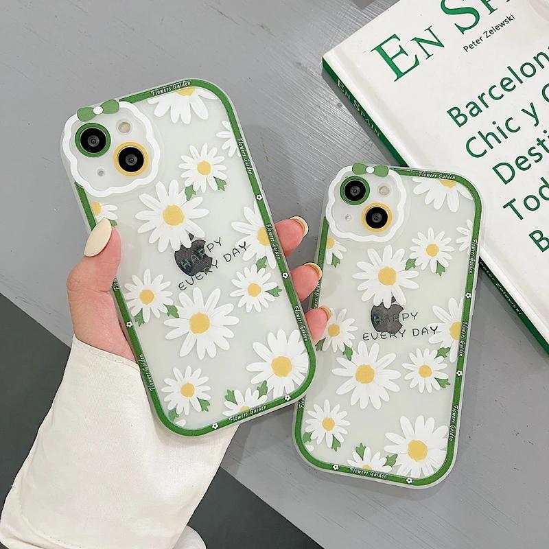 

Чехол для телефона для iPhone 14 13 12 11 Pro X XR XS Max Мода Daisy Цветок Красочная защита камеры Мягкий TPU для iPhone 11 Чехол для телефона