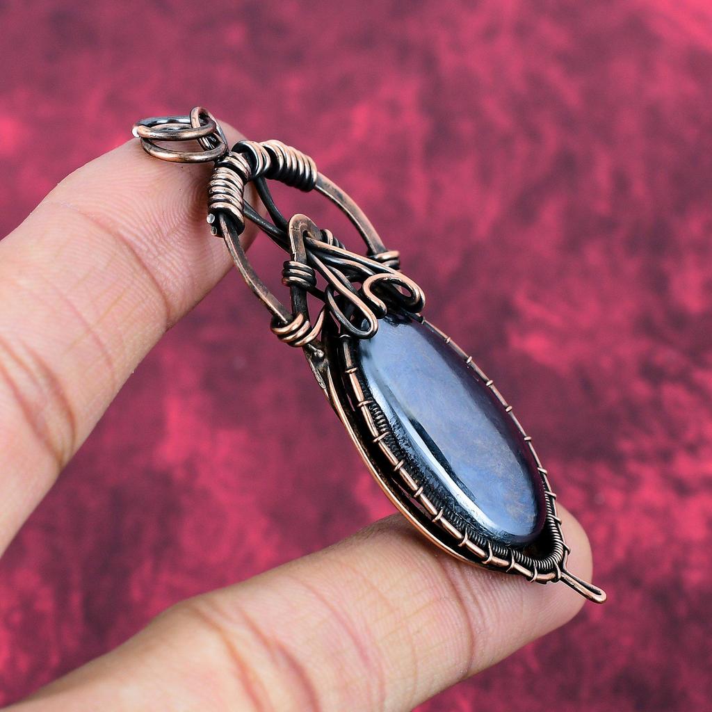 Shungite Pendant Copper Wire Wrapped Gemstone Pendant Copper Jewelry Handmade Pendant Wire Wrap Jewelry Gifts For Wife Birthstone Pendants