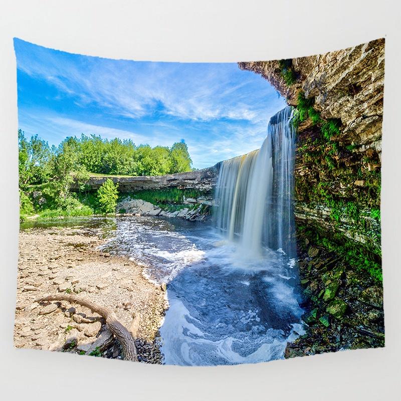 VIKAMA Landscape Waterfall Tapestry Bedroom Living Room Dormitory Decoration Washable Wall Tapestry Home Decoration