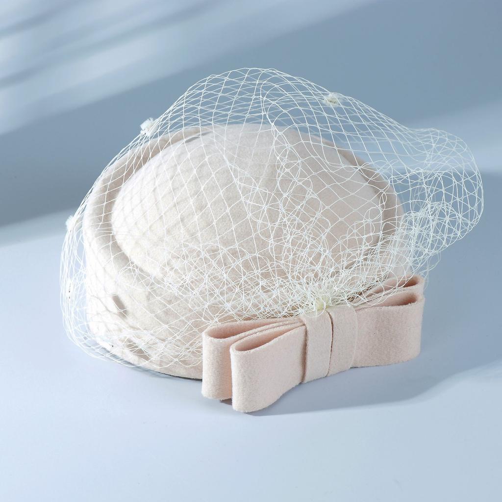 Damenhut im französischen Stil Netzhut Britische Hochzeitsfeier Schleife Stewardessenhut