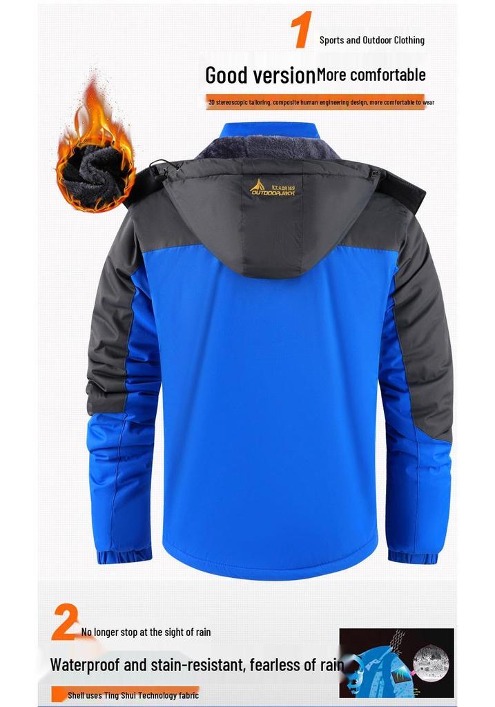 Zimowa wiatrówka plus size z podszewką polarową - Ciepła, wiatroszczelna kurtka outdoorowa do alpinizmu, narciarstwa i wędkarstwa.