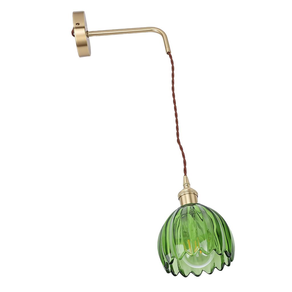 Vintage Wall Sconce with Green Glass Lampshade Wall Lighting Fixture for Bedside Bedroom Doorway