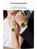 Retro Light Luxury Gold Square Watch with Large Dial and Calendar - High-Value Steel Band for Couples