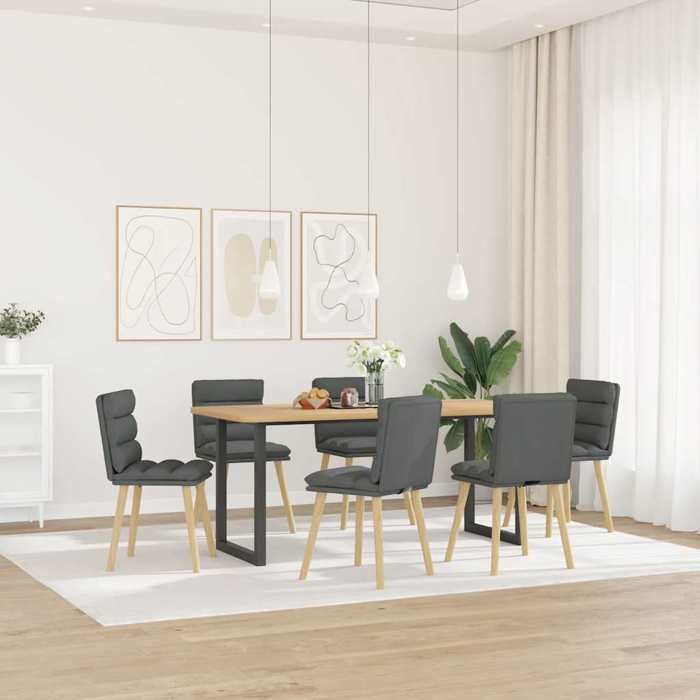 VidaXL Dining Chairs Set of 6 Dark Grey Fabric 3315664