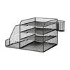Desktop File Organizer with Pen Holders Wire Paper Sorter Metal for Office