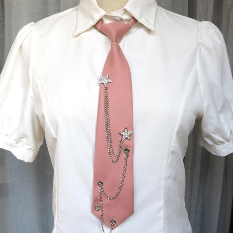 Uniform Ties For Janpanese JK Uniform Cosplay Accessory Neckwear Jk Seifuku Anime Necktie with Rhinestones Metal Chain
