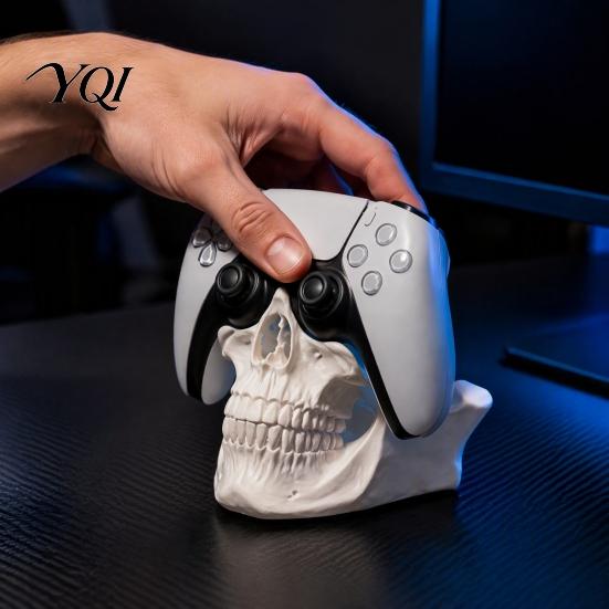 E-sports Room Accessories 3D Printed Skull Game Controller Holder, Head Stand for Cool Gaming Desk Decor Controller, Desktop Display Decor, Gamer Gift