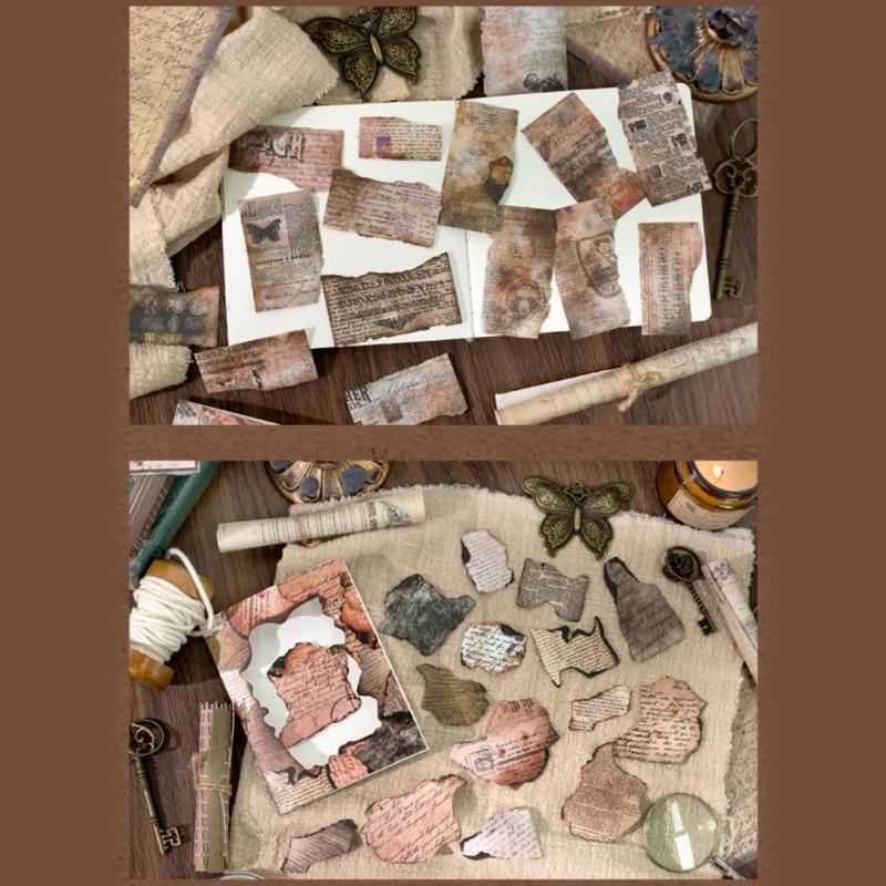 15Sheets Antique Paper Sticker Decorative Scrapbooking Sticker For Notebook Journals Card Making Craft Embellishments