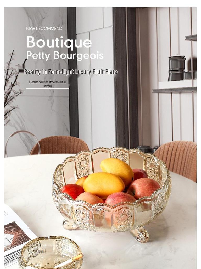 Luxury Crystal Three-Tier Fruit Bowl for Living Room