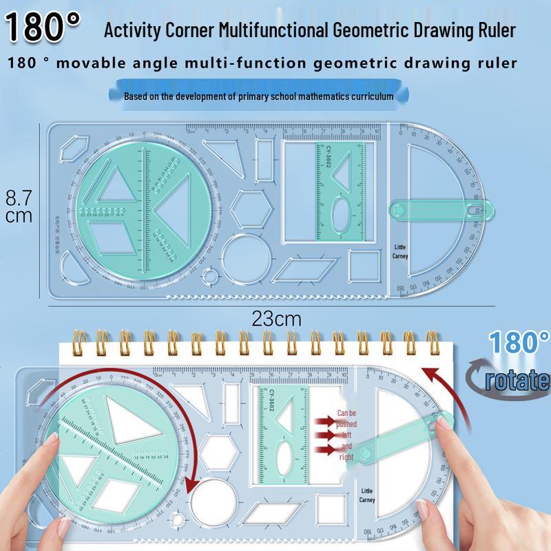 Rotatable Multi-Functional Drawing and Geometric Ruler Set for Students