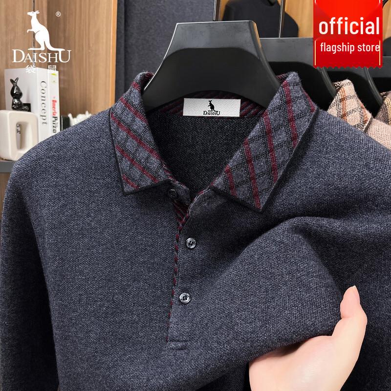 

Мужской свитер поло из 100% мериносовой шерсти DAISHU 3XL