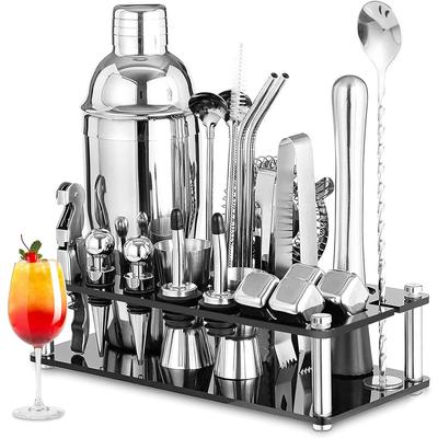 ערכת שייקר 23 חלקים Mixology ברמן ערכת, 25 oz נירוסטה עמיד בפני דליפות סט שייקר קוקטייל יציב