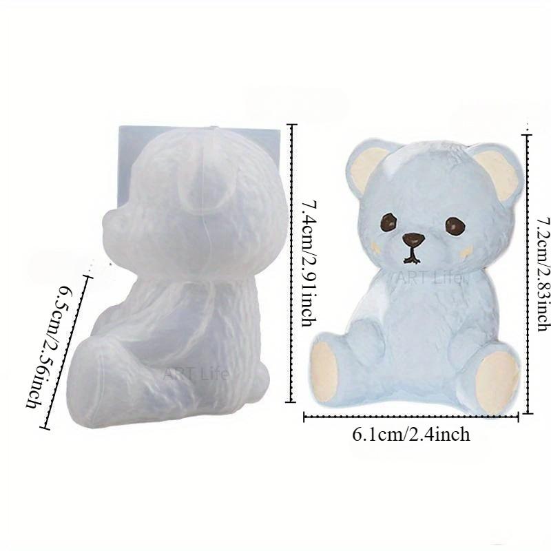 Silikonform für Kerzen, Motiv: Lächelnder Teddybär, 3D-Tierseife, Harz, Bastelset, Gipsherstellung, handgefertigt, Eiswürfelform, Heimdekoration, Geschenk
